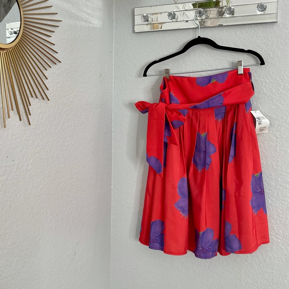 Scott Rich Bright Red And Purple Floral Skirt
